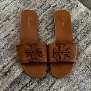 Tory Burch Tan Leather Slide Sandals